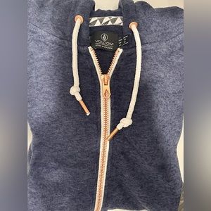 Volcom “Lived in Lounge”. Blue zip- up hoodie.  Size Medium.